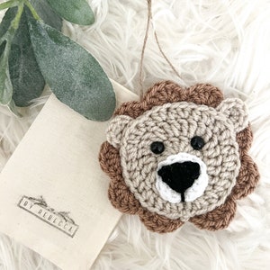 Lion Hanging Decoration - Crochet Lion - Lion Decorations - Nursery Decor - Shelf Styling - Cot Decorations - Safari Nursery - Neutral