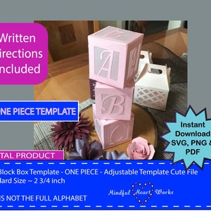 Small ABC Boxes Template with Script Letters - 3D One Piece Adjustable SVG Cut Files for Cricut or Silhouette Cameo
