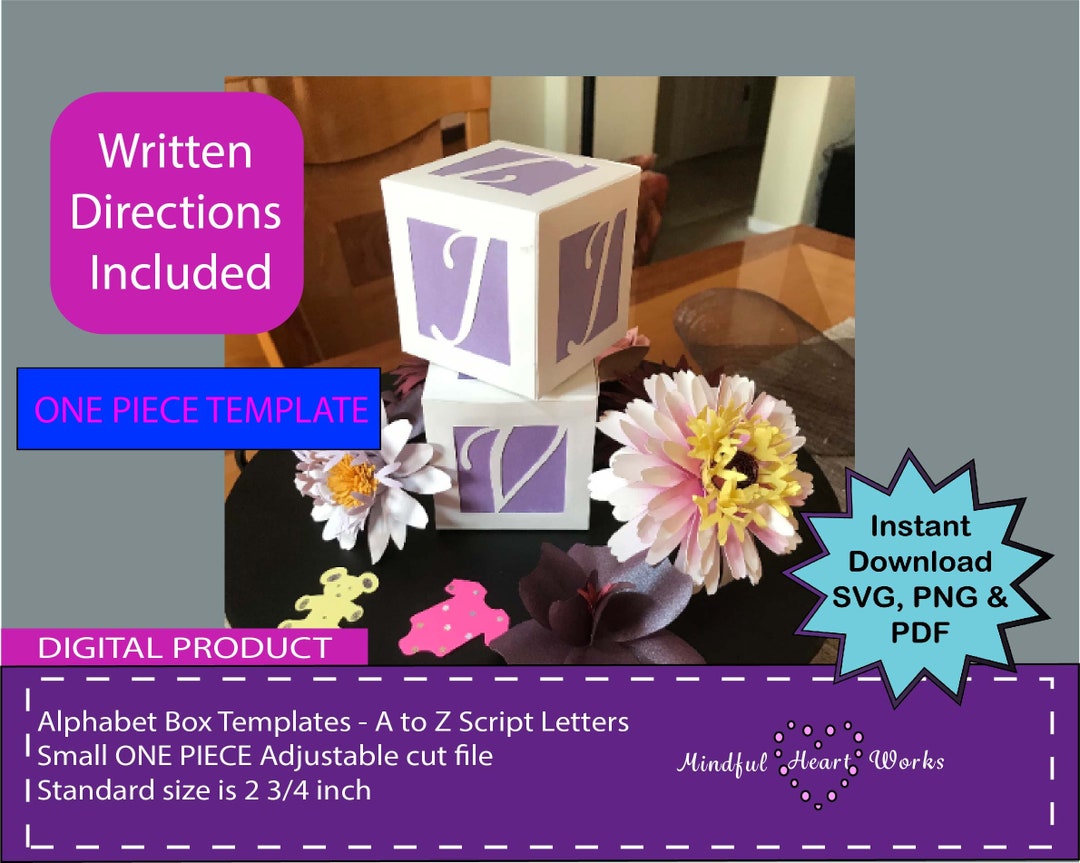 Alphabet Block Box Templates - A to Z Script Letters - Adjustable Cut ...