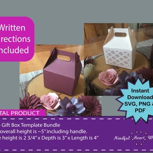 Gable Gift Box Template Bundle - Favor Gift Box - Adjustable SVG Cut files for Cricut or Silhouette Cameo