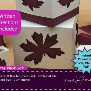 Fall Leaf Gift Box Template - SVG Cut Files for Cricut or Silhouette Cameo
