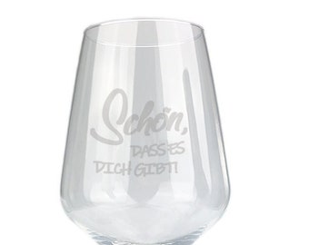 Wine glass with engraving 'Nice that you exist'