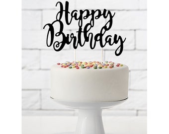 Caketopper, Happy Birthday black, Cake topper, Paper plug, Cake plug, Birthday,
