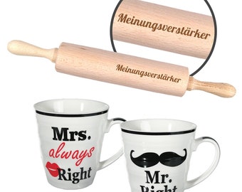 Wedding Mr & Mrs Cup + Dough Roller 3-pcs.