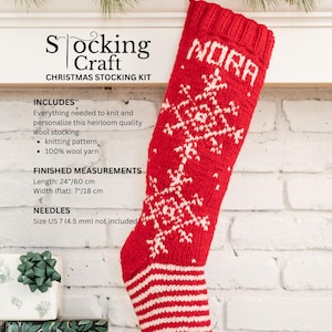 Knitting Kit Craft Personalized Christmas Stocking Knitting Kit - pattern, wool yarns, and trimmings DIY