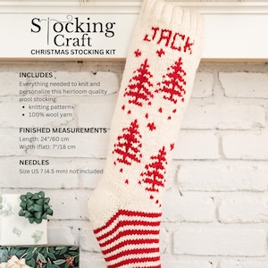 Knitting Kit Craft Personalized Christmas Stocking Knitting Kit - pattern, wool yarns, and trimmings DIY