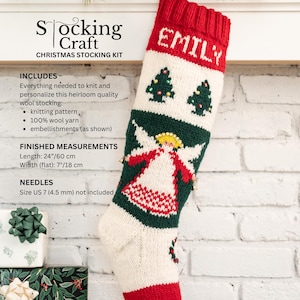 Knitting Kit Craft Personalized Christmas Stocking Knitting Kit - pattern, wool yarns, and trimmings DIY