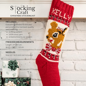 Knitting Kit Craft Personalized Christmas Stocking Knitting Kit - pattern, wool yarns, and trimmings DIY