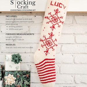 Knitting Kit Craft Personalized Christmas Stocking Knitting Kit - pattern, wool yarns, and trimmings DIY