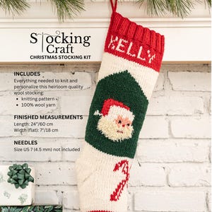 Knitting Kit Craft Personalized Christmas Stocking Knitting Kit - pattern, wool yarns, and trimmings DIY