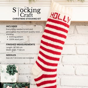 Knitting Kit Craft Personalized Christmas Stocking Knitting Kit - pattern, wool yarns, and trimmings DIY