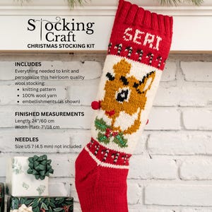 Knitting Kit Craft Personalized Christmas Stocking Knitting Kit - pattern, wool yarns, and trimmings DIY