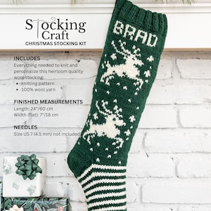 Knitting Kit Craft Personalized Christmas Stocking Knitting Kit - pattern, wool yarns, and trimmings DIY