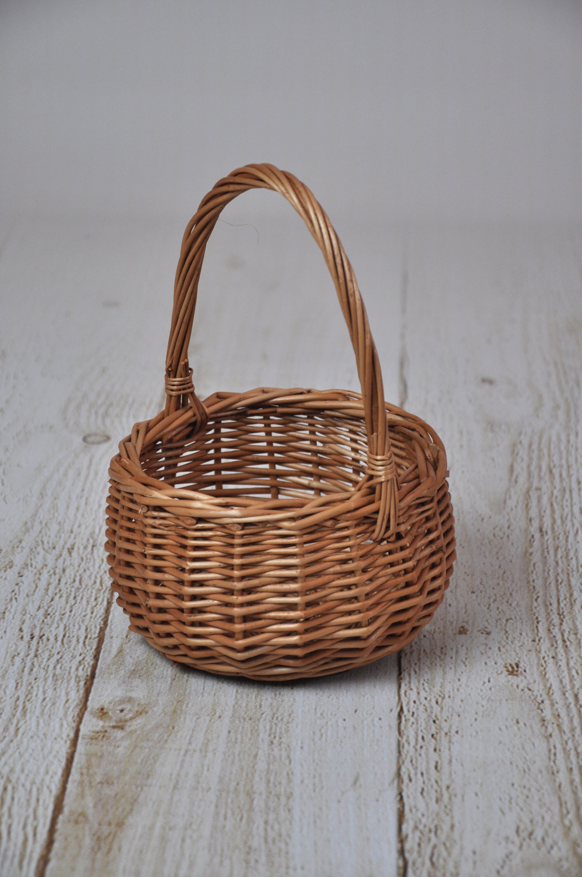 Handmade basket with a handle made from natural wicker Etsy