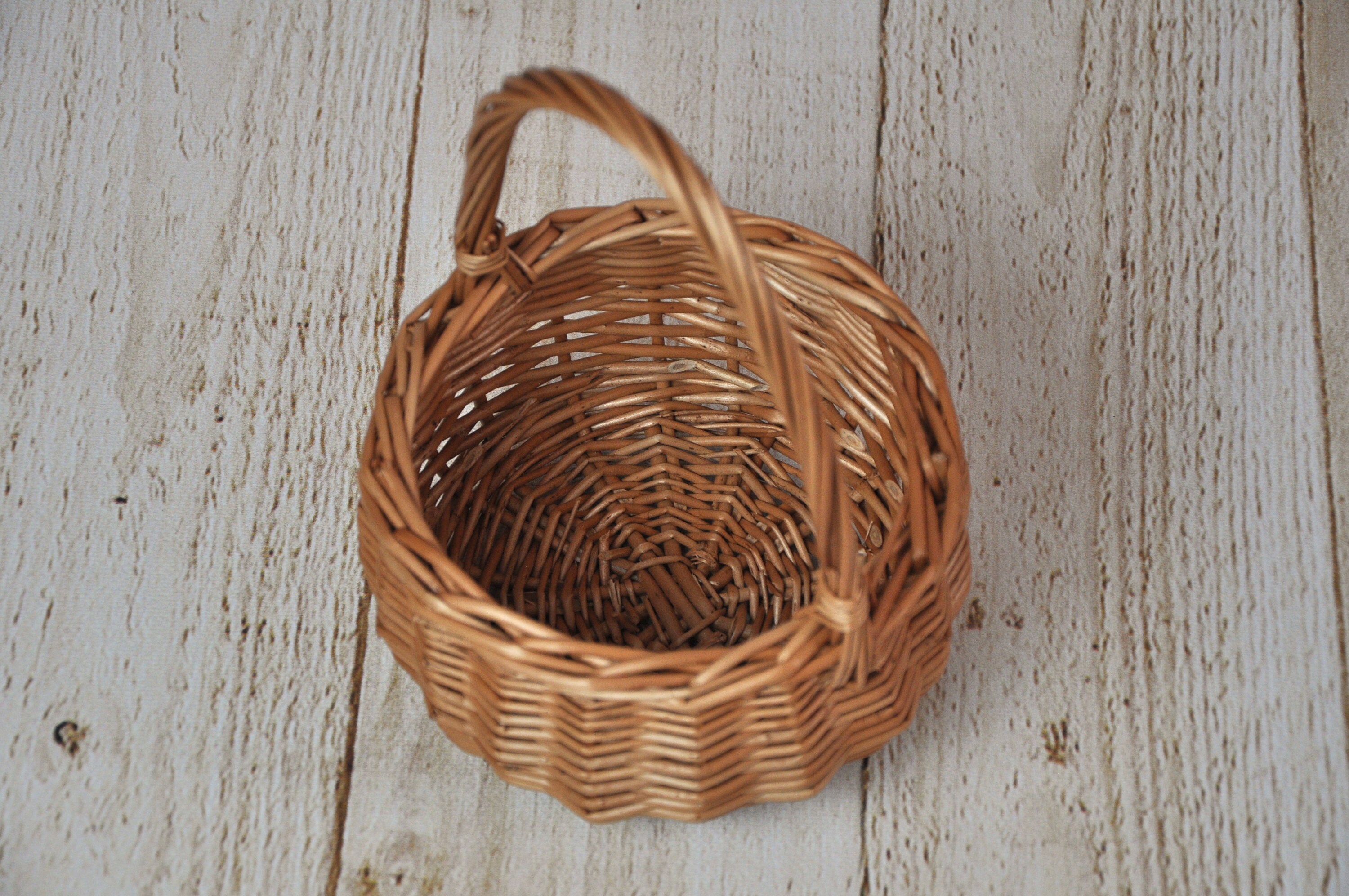 Handmade basket with a handle made from natural wicker Etsy