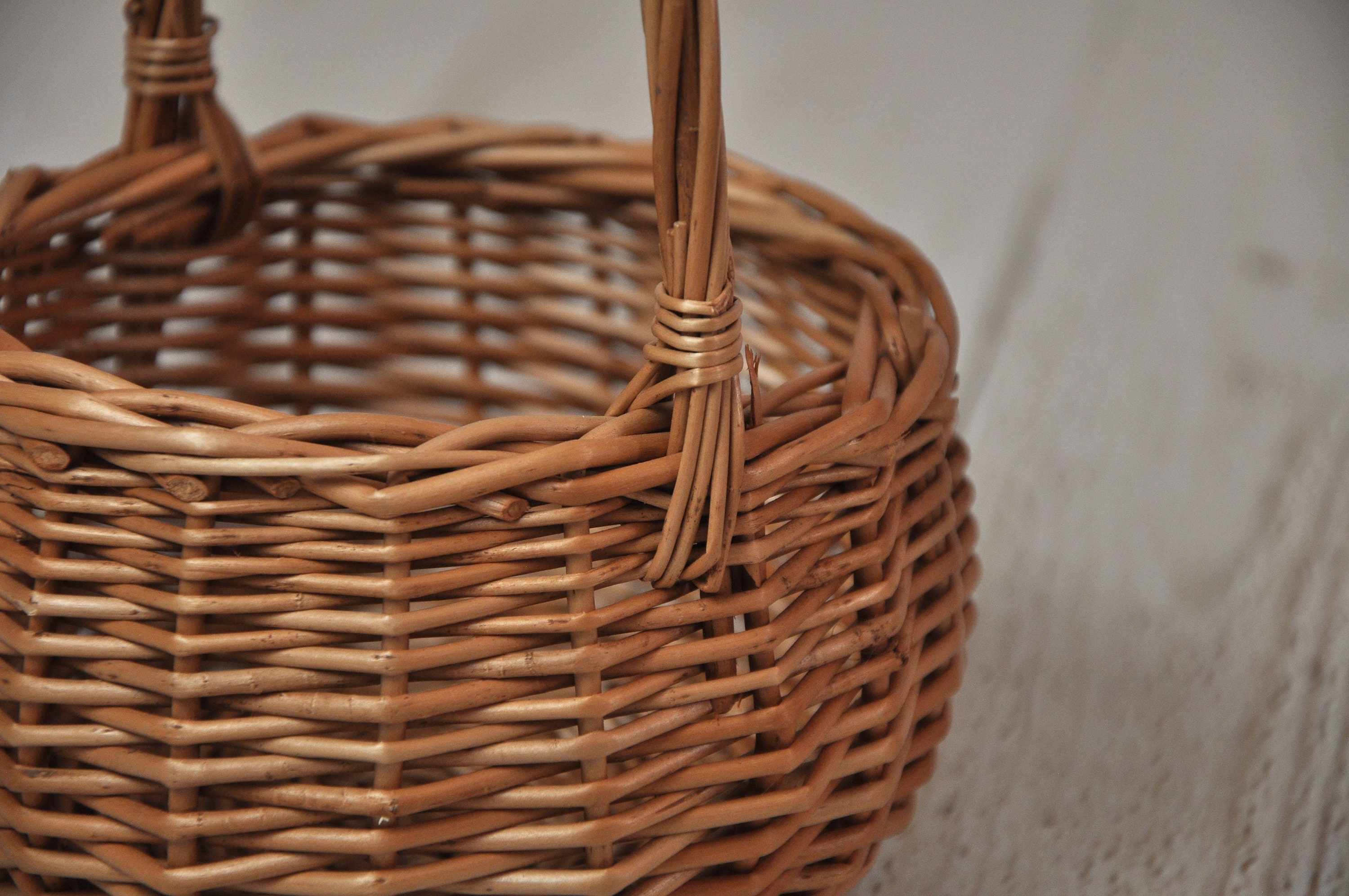 Handmade basket with a handle made from natural wicker Etsy