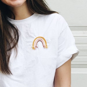 embroidered rainbow t shirt