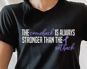 Hodgkin's Lymphoma Shirt, Comeback Is Stronger Than Setback,Violet Purple Ribbon Awareness September Hodgkin's lymphoma Cancer Survivor Gift