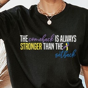 Bladder Cancer Shirt, Comeback is Always Stronger Than Setback,Marigold Yellow Blue Purple Ribbon Awareness Bladder Cancer Survivor Gift May