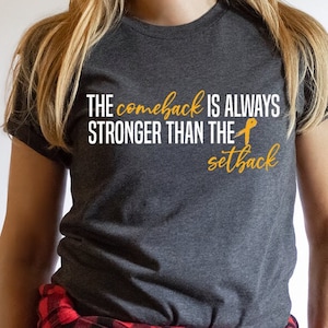 Appendix Cancer Shirt Adenocarcinoma Comeback Is Always Stronger Than Setback, Amber Ribbon Awareness Appendix Cancer Survivor Gift August