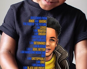 Biracial Black Boy Joy T-Shirt Kids Black Pride Shirt,African American Boys,Black Lives Matter Boys Affirmations Bi-Racial Light Skin Mixed