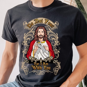 Camiseta de cáncer de cerebro: Jesús, no temas, estoy contigo. Cáncer de cerebro religioso. Isaías 41:10. Regalo de concientización sobre el cáncer de cerebro para sobrevivientes. Mayo.