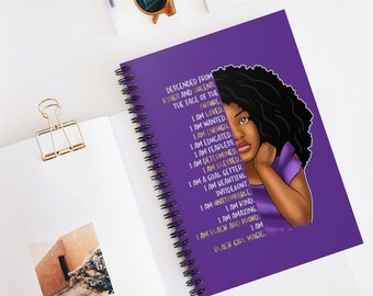Black Girl Magic Notebook, Curly Hair, Ruled Line Spiral