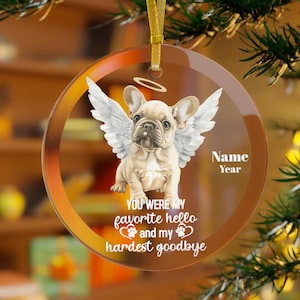 Frenchie Dog Memorial Gift Ornament, French Bulldog Gifts, Frenchie Mom, French Bulldog Dad, Frenchie Angel Wings Goodbye Sympathy Pet Loss