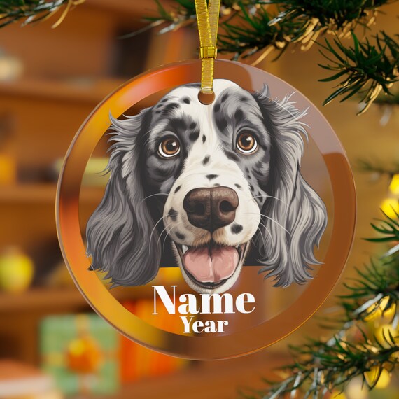 English setter top christmas ornament