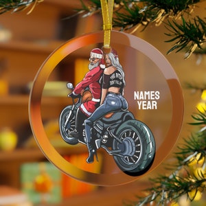 Motorrad-Verzierung, Biker-Verzierung, Motorrad-Weihnachtsmann & Mrs Claus, Motorrad-Geschenke, Motorrad-Ehemann, Motorrad-Frau ist nicht heruntergefallen