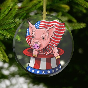 Amerikanische Schweine Ornamente, Schwein Weihnachtsverzierung, Schweinemutter, Schweinevater, Bauernverzierung, Schweinegeschenke, Schweinchen, Schwein, Schweinemutter, Bauernhofverzierung USA Flagge