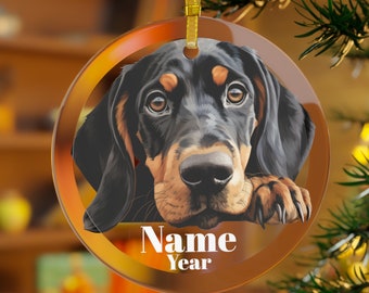 Black and Tan Coonhound Ornament, English Dog, Coonhound Dog, Coonhound Gift, Coonhound Mama, Coonhound Dad, Coonhound Christmas