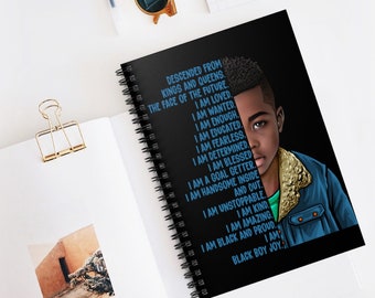 Kids Black Pride Notebook Spiral Ruled Line,Black Boy Joy,Boys School Notebook,Black Son,Journal,Black Men Notebook,Afrocentric Prince King