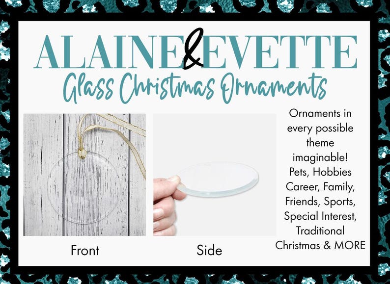 a flyer for a glass christmas ornament