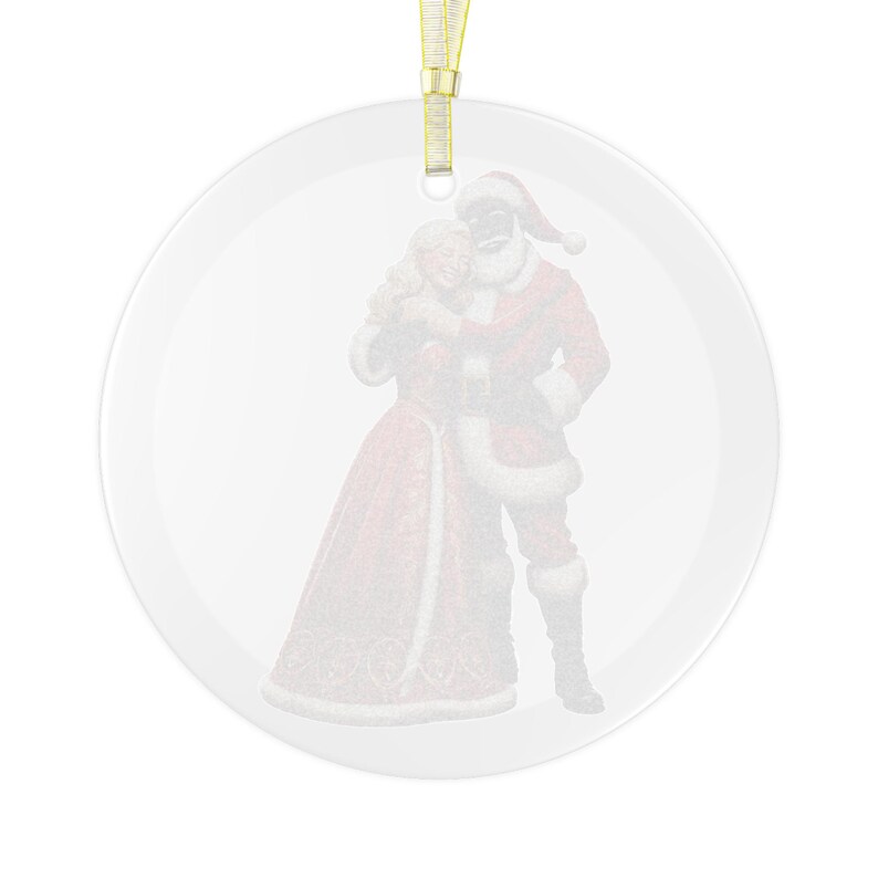 Interracial Couple Ornament, Black Santa & White Mrs Claus Christmas