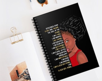 Black Girl Magic Spiral Notebook, Ruled Line Journal