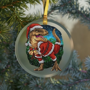 T-Rex Dinosaur Christmas Ornament Santa,Dinosaur Gifts,Dinosaur Holiday Decoration