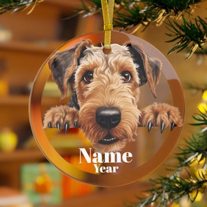Airedale Terrier Ornament, Airedale Terrier Dog,Airedale Gifts,Airedale Memorial,Airedale Mama, Airedale Christmas,Bingley Terrier Waterside