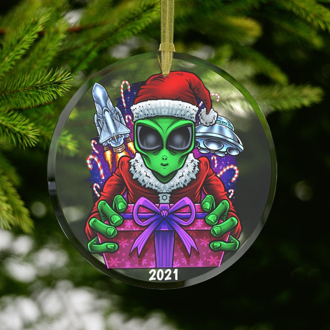 Alien Ornament, Santa Alien Christmas Ornament, Alien Gifts, UFO