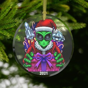 Alien Ornament, Santa Alien Christmas Ornament, Alien Gifts, UFO Ornament, Sci-Fi Ornament, Sci-F Geek Gifts, Alien Holiday, Sci-Fi Gifts