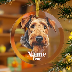 Airedale Terrier Ornament, Airedale Terrier Dog,Airedale Gifts,Airedale Memorial,Airedale Mama, Airedale Christmas,Bingley Terrier Waterside