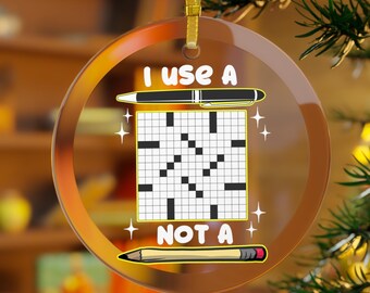 Crossword Puzzle Ornament, I Use a Pen not a Pencil, Crossword Puzzle Gifts, Christmas Crossword Puzzle, Funny Crossword Puzzle Custom