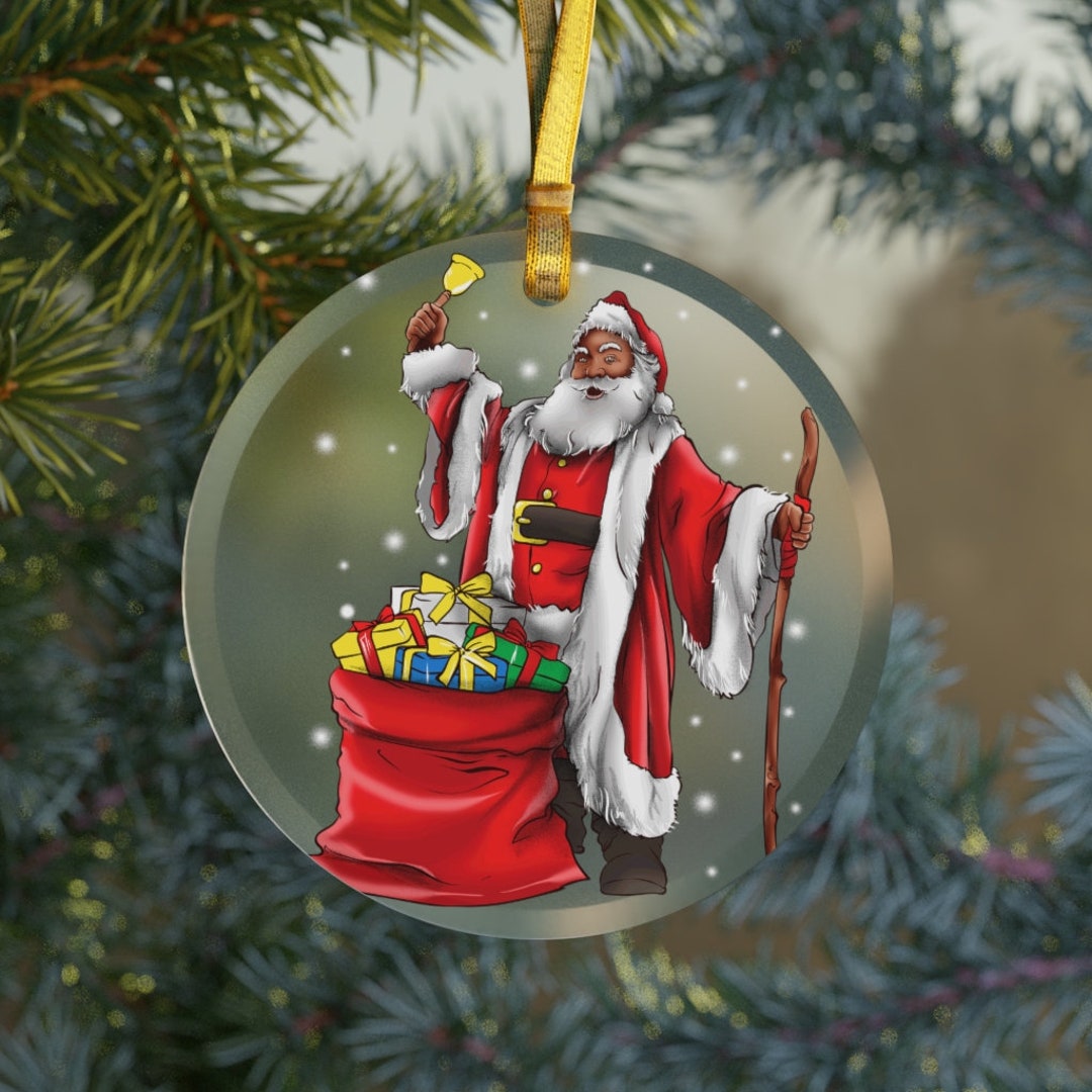 Black Santa Christmas Ornament Glass,black Girl Christmas,santa Toy ...