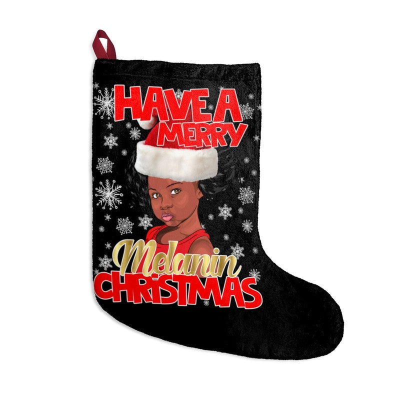 Black Girl Christmas Stocking 17 Kids Merry Melanin Etsy
