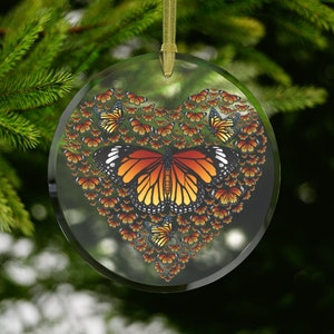 Monarch Butterfly Ornament, Butterfly Christmas Ornament, Butterfly Ornament,Monarch Butterfly Gift,Butterfly Heart, Butterflies Orange
