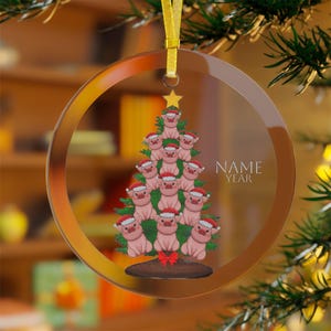 Schwein Ornament, Schwein Geschenke, Schwein Weihnachtsverzierung, Schwein Mama, Schwein Papa, Schwein Liebhaber, Schwein Sammler, Schwein Glas, Benutzerdefinierte Schwein, Schweinchen Geschenk, Weihnachtsmütze Schwein