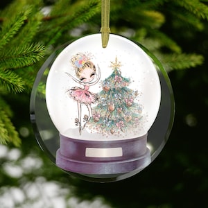 Ballerina Christmas Ornament Ballet Dancer Snowglobe Holiday Gift Blonde Christmas Tree Kids Snow Globe