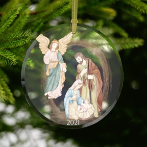 Nativity Ornament, Nativity Christmas Ornament, Holy Family, Angel Ornament, Manger Ornament, Christian Ornament, Baby Jesus Mary Joseph