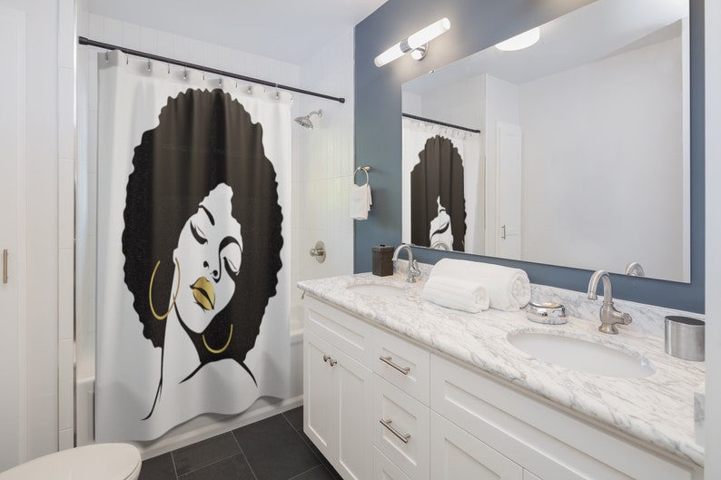 White Black Girl Magic Shower Curtain Bathroom Wall Tapestry Etsy