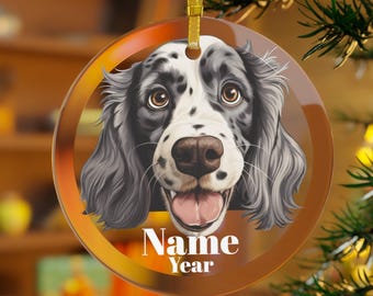 Personalisierte englische Setter Hund Weihnachtsverzierung, Hund Erinnerungsgeschenk